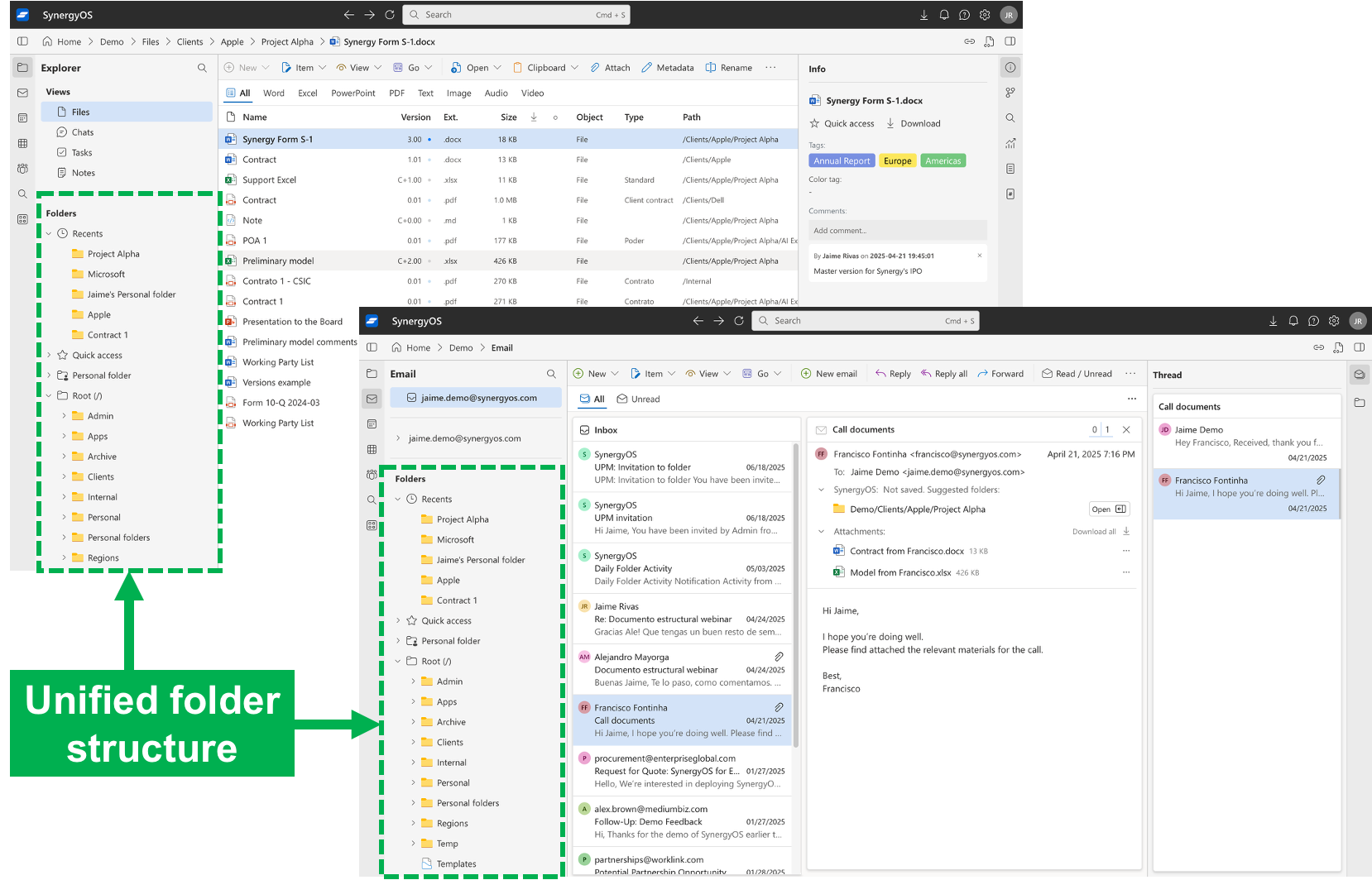 Unified folder structure